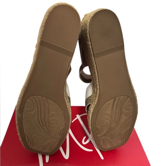 IMPO Nayeli Womens Cotton Stretch Ankle Strap Espadrilles - White and Tan Sz 9.5 - Picture 4 of 6